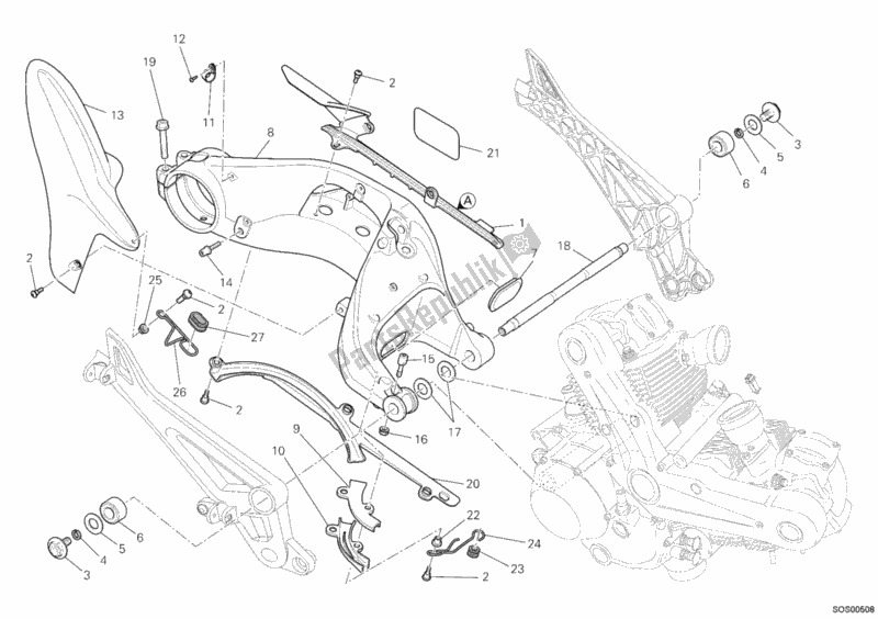 Todas las partes para Brazo Oscilante de Ducati Monster 796 ABS USA 2012